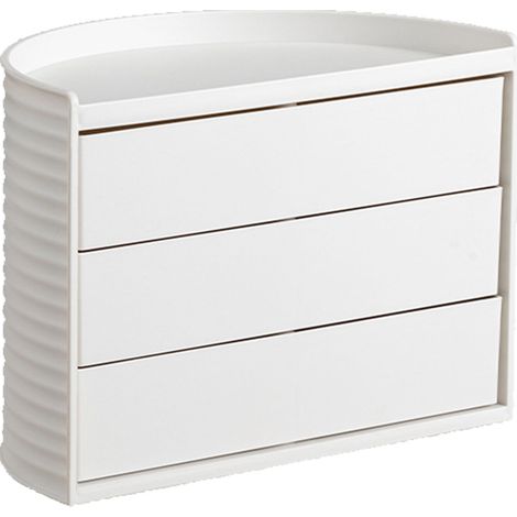 Make-up-Organizer im angesagten Stil, 360°-Drehung, einzigartiges halbkreisförmiges Design, staubdicht, für Schreibtisch, Badezimmer, Schminktisch, Weiß (1/5)