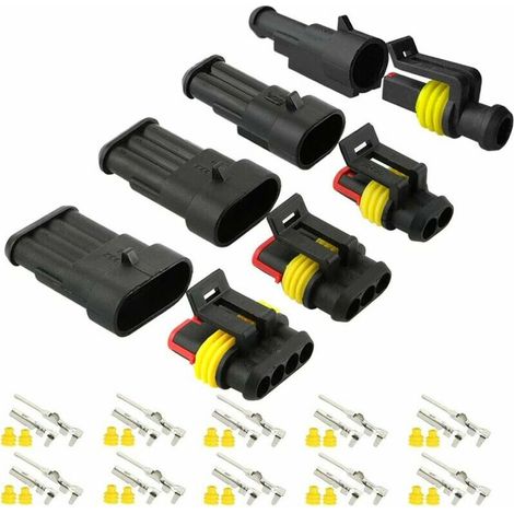 30 Set Car Waterproof Connectors, Waterproof Electrical Wire Connector Plug and Socket Kit, for Vehicles, Motorcycles, Boats (1 Pin, 2 Pin, 3 Pin, 4 Pin) (1/5)