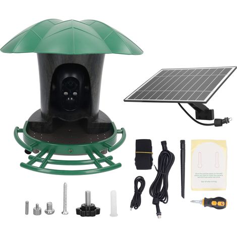 Caméra pour mangeoire à oiseaux 4G 2MP HD étanche à énergie solaire avec détection IA, caméra intelligente d'observation des oiseaux (1/5)
