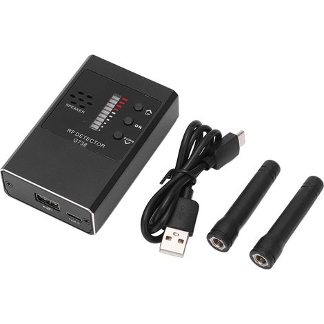 Détecteur de bugs sans fil RF, scanner de signal, localisateur de caméra pour chambre d'hôtel et bureau - Noir (1/5)