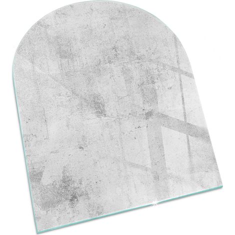 Plaque Rectangulaire avec impression en verre trempé pour cheminée indépendante de sol Texture béton brut 80x70 cm (1/5)