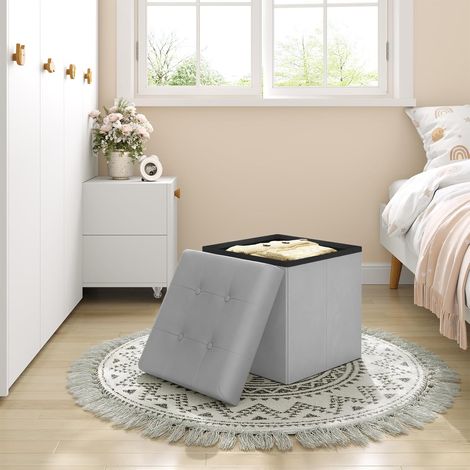 WOLTU 1x Panca Contenitore, Pouf Cassapanca per Corridoio e Salotto, 43L, 37,5x38 x37,5cm, Grigio Chairo