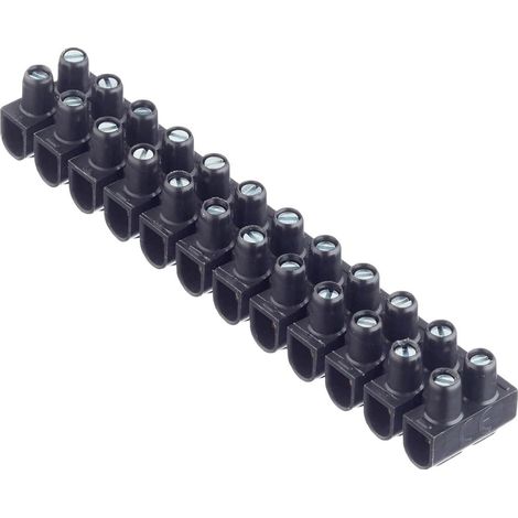 Bornier de raccordement - Lot de 12 - Polypropylène - 10A 10mm² - Vis plate - Noir (1/4)