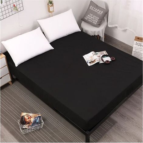 Protège Matelas Imperméable - Alèse Respirante, Hypoallergénique, Anti-Acarien, Anti-Bactérien - Noir 80200cm (1/2)