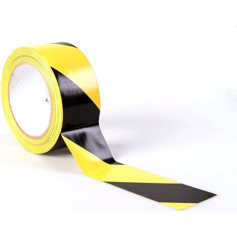 Ruban adhésif de signalisation, Signal Ruban Adhésif de sécurité, 50 mm x 33 m par Rouleau, pour Le marquage au Sol,Rayures Noires,Jaunes (1/5)