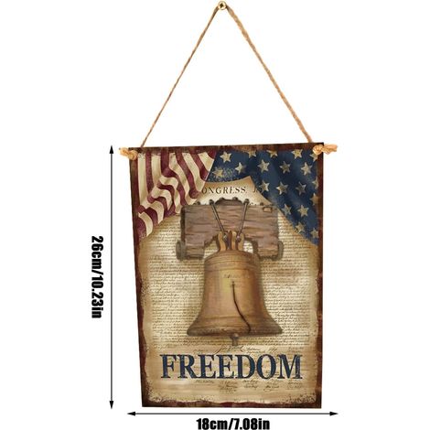 Pendentif En Bois - Décoration Pour Le 4 Juillet - Accroche-Murale Pour Fête Nationale - Lot De 3 (1/5)