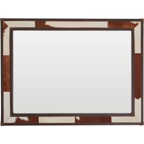 Premier Housewares Kensington Townhouse Brown And White Genuine Cowhide Wall Mirror (1/5)