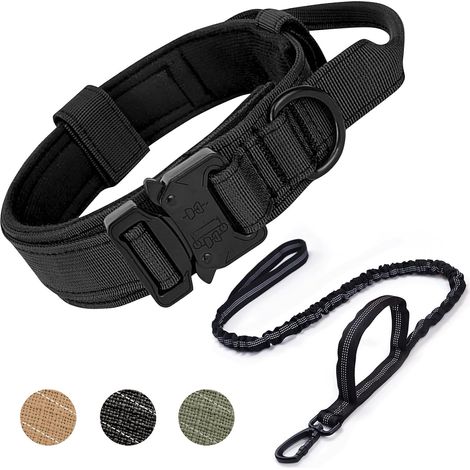 Filiyano-Collier tactique rembourré et respirant en nylon doux pour chien wxsp avec boucle métallique robuste, collier militaire basique réglable avec (1/5)