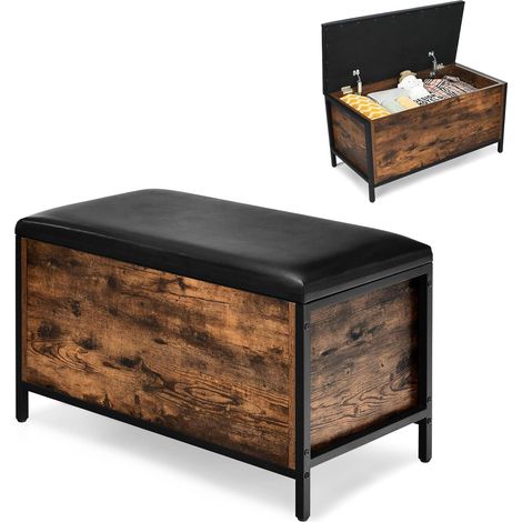 COSTWAY Cassapanca con Coperchio, Panca Contenitore Imbottita da Ingresso, con Struttura in Ferro Resistente, per Ingresso Camera da Letto, 81x40,5x49,5 cm, Carico Massimo 150kg (1/5)