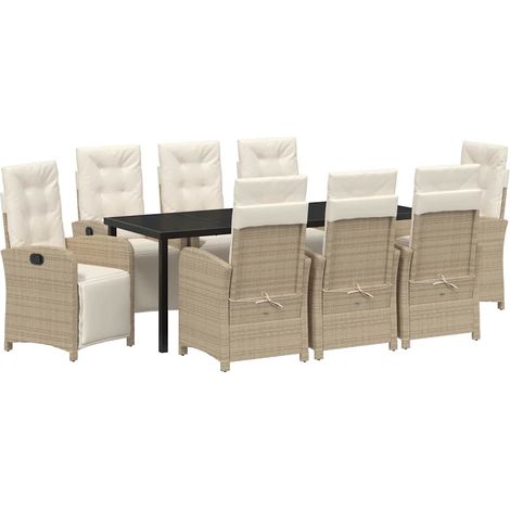 Maison Exclusive - Set da Pranzo per Giardino con cuscino 9 pcs Beige polyrattan