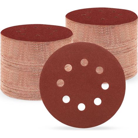 Schleifpapier 125mm Klett Rund 8 Loch 150 Stück 150 Körnung (1/5)