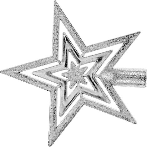 Étoile de Noël Argentée en PVC 10 Cm pour Décoration de Sapin Légère et Facile à Installer, pour Fête et Ambiance Happy Christmas (1/5)