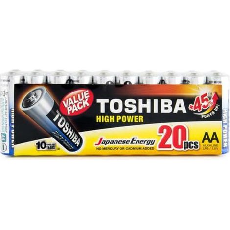 Pack de 20 Pilas AA Toshiba High Power LR6/ 1.5V/ Alcalinas