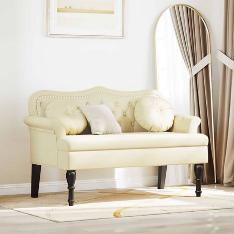 Chesterfield Bank Creme 120,5 x 65 x 75 cm Kunstleder