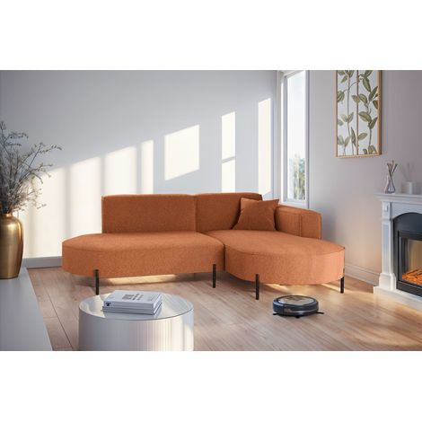 Ecksofa Designersofa VALENCIA XS in Stoff Quelle Ziegelbraun Ottomane Rechts (1/2)