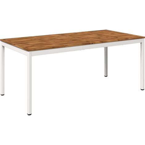 Table de dîner de jardin Naturel et Blanc 180 x 88,5 x 75 cm vidaXL