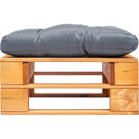 vidaXL Otomana de palets de jardín con cojín gris madera marrón miel (1/2)