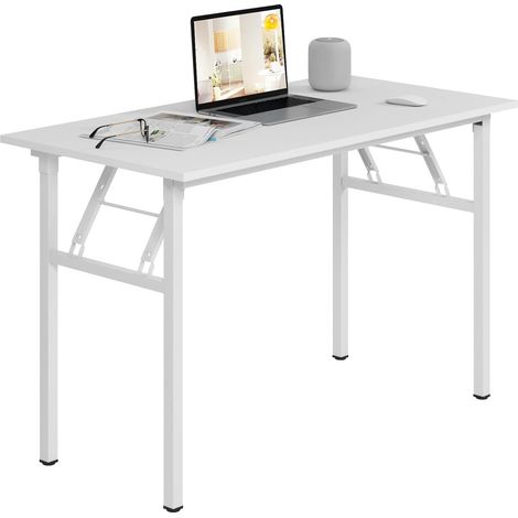 Soges Escritorio, Mesa Plegable, Material de Madera, Mesa de Computadora, Escritorio de Oficina, Mesa de Comedor Familiar, Picnic. 10060, blanco (1/5)