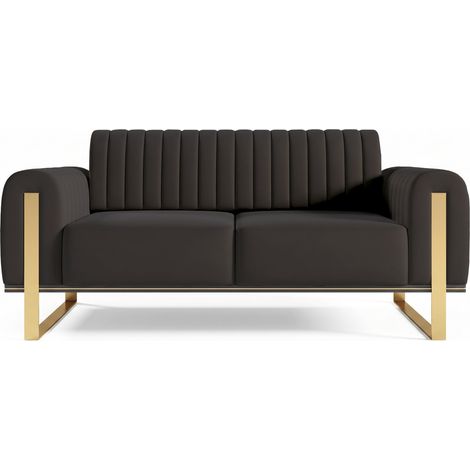 Selsey Parissa - Schlafsofa, Samt Schwarz goldene Füße, 164 cm (1/5)