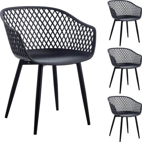 Idimex – Chaises en plastique polypropylène noir – Lot de 4 – Confort assise coque – Structure métal laqué noir – Hauteur assise 46 cm (1/4)