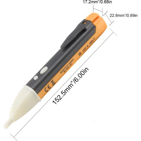 Stylo testeur d'électricien jaune 1AC-D, nouveau modèle à double bouton, inductif et sans contact, stylo testeur d'électricien multifonctionnel (1/5)
