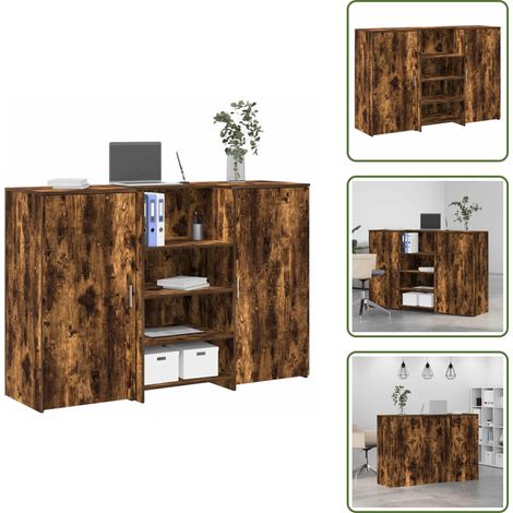 The Living Store Bureau de réception chêne fumé 155x50x103,5cm bois d'ingénierie - Comptoir de réception (1/5)