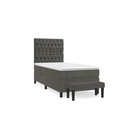 Sommier à lattes de lit et matelas Gris foncé 90x190 Velours (1/5)