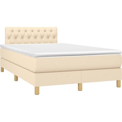 Maison Exclusive - Giroletto a Molle con Materasso Crema 120x190 cm in Tessuto