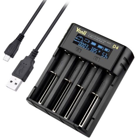 Chargeur de batterie, adapté aux batteries 18650 22650, chargeur de batterie universel à 4 emplacements, adapté à la batterie lithium-ion rechargeable Ni-AH Ni-CD A AA AAA SC F6 10440 14500 (1/5)