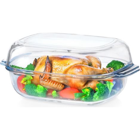 Ofenfeste Glasform mit Deckel, 3+2,6 l