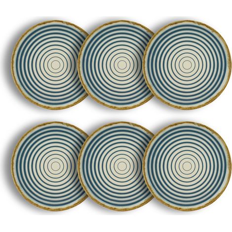 Lot de 6 assiettes plates 27cm en faïence, SPIRALE (1/5)