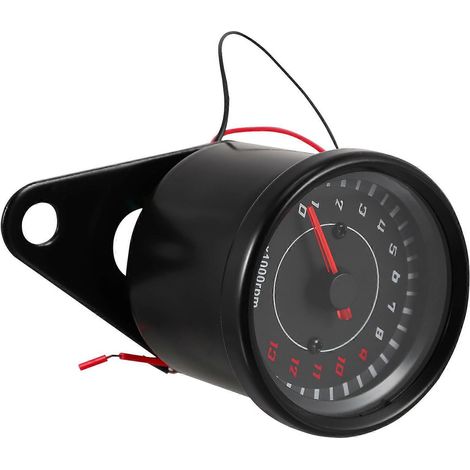 Motorrad-Drehzahlmesser LED Digitaler Drehzahlmesser mit Hintergrundbeleuchtung, modifiziertes Motorrad-Instrument-7X7cm-Black (1/2)