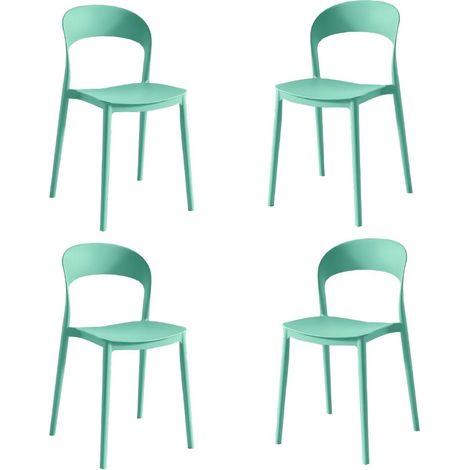 Set 4 Sedie Impilabili in polipropilene da cucina 40x39x78 cm Colore Verde Menta LUNA Colore Verde Menta