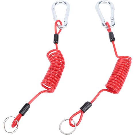 Câble rupture remorque 4FT inox ressort – Fil remorquage spiralé sécurité avec pince masse bateaux, sécurité (1/5)