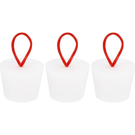 Caoutchouc Conique Bouchon 31 à 40mm Solide Baignoire Bonde Bouchon avec Poignée pour Test Tubes, Eau Tuyau, Drainage Trou, Blanc 3 Pièces (1/5)