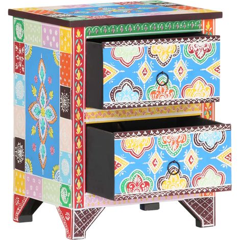 Maison Exclusive - Comodino Dipinto a Mano 40x30x50 cm in Legno Massello di Mango
