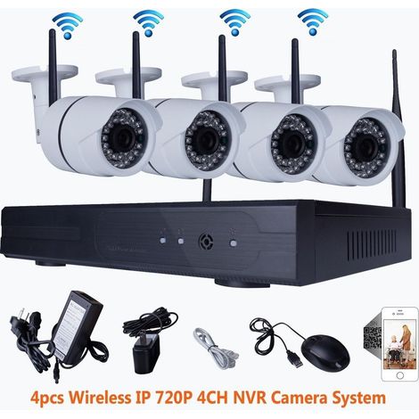 Trade Shop - 4CH CANALI Wifi DVR NVR KIT Wifi IP Kamera Signal 300 Meter mit 4 TELECAM - (1/5)
