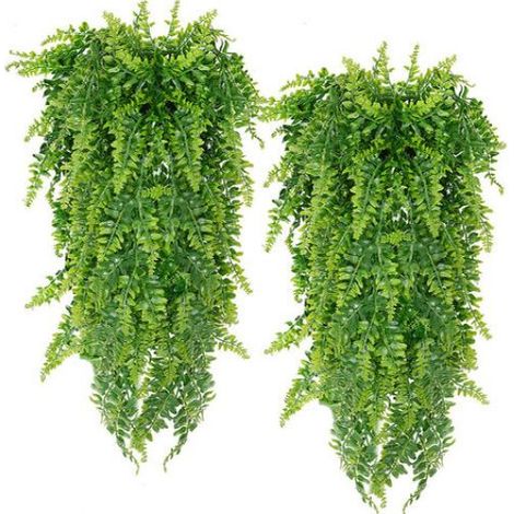Fougère De Boston - Plante Artificielle Murale Pendante - Décoration Intérieure Et Extérieure - Pour Mariage Bureau Salon Jardin - 2 Pièces (1/5)