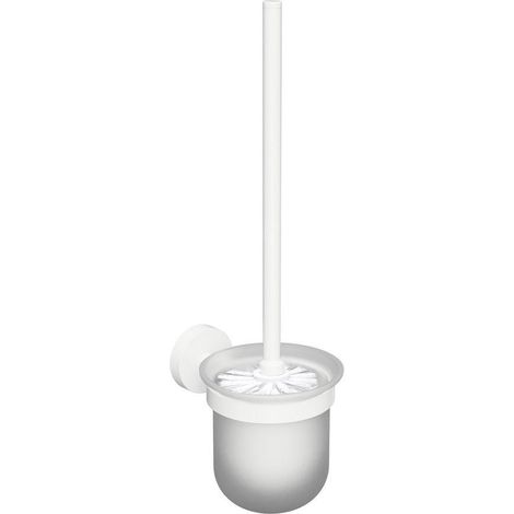 Sapho X-Round - Brosse WC murale avec support, verre mat/blanc XR303W (1/2)