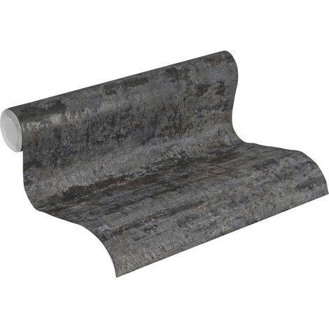 Papier peint gris anthracite mur usé moderne Tapisserie grise mur industriel pour chambre adulte Papier peint intissé moderne salon (1/5)