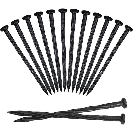 Piquets de bordure de pelouse : 25 piquets en plastique spiralés pour fixer le gazon artificiel. (1/5)