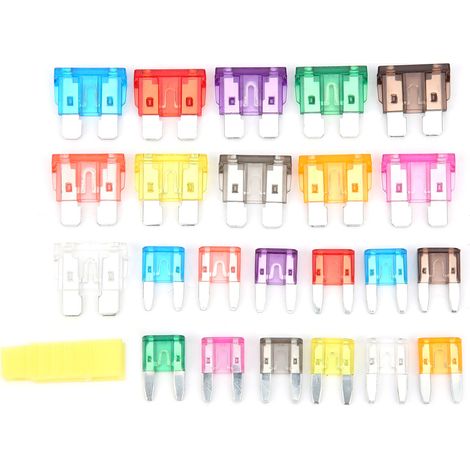 Assortiment de 254 fusibles automobiles 2A-40A, pour autoradio, éclairage et circuits électriques - Fusibles lames standard et mini (1/5)