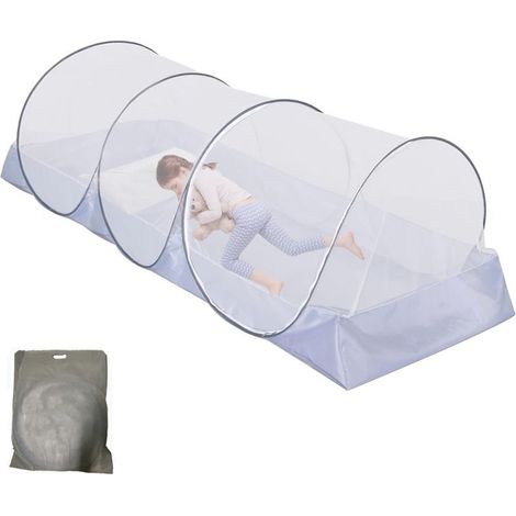 Moustiquaire pliable 190 x 90 x 90 cm - Moustiquaire pop-up pliable rapide et portable - Tente de camping épaisse avec fermeture éclair pour lit, lits superposés, voyages, camping en plein air (1/5)
