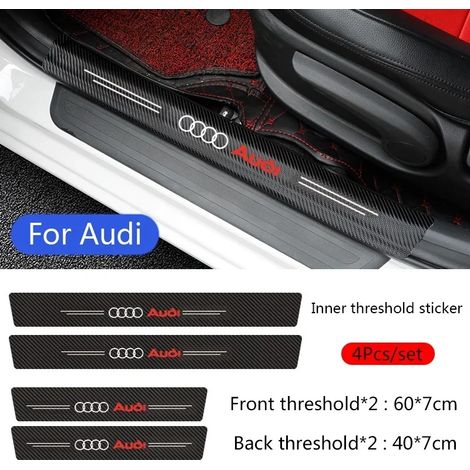 (Pour Audi, lot de 4) 4 protections de seuil de porte en fibre de protection pour voiture, compatibles avec Audi SLINE, A3, A4, A5, A6, A7, S3, S4, S5 et Q5.