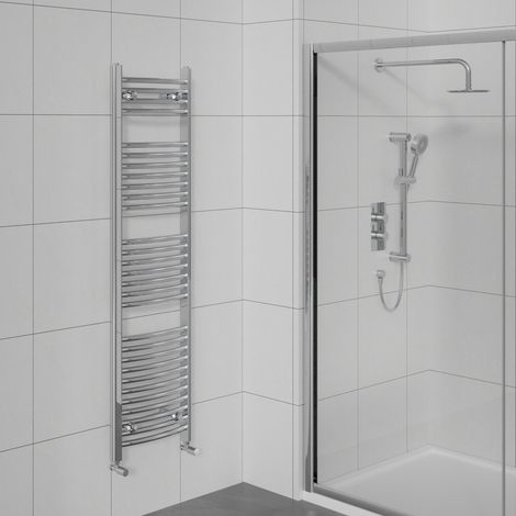 Curved Heated Towel Warmer Bathroom Radiator Chrome 1500x450mm (1/5)