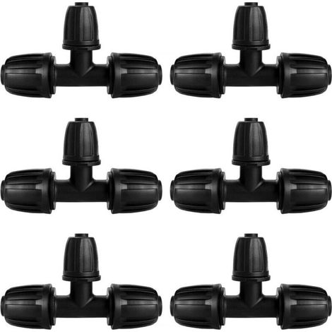6 Pièces Connecteur de Tuyau en T Barbelé, 3-Voies Raccord de Tuyau D'Irrigation pour Tube 13/16 mm à 8/12 mm, Connecteur D'Irrigation Goutte à Goutte à 3-Voies pour Jardin, Pelouse