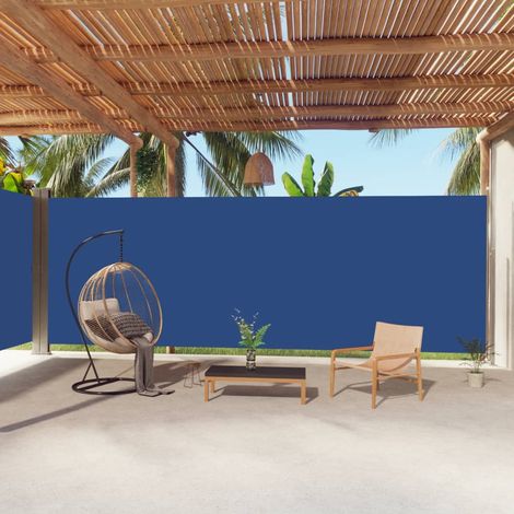 Auvent latéral rétractable de Jardin,Marquise,Store Banne,Anti-UV Bleu 220x1000 cm -FR25544 (1/5)
