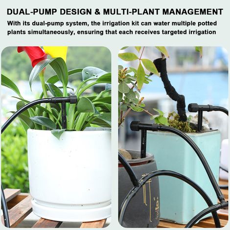 Ortviai Arrosoir intelligent solaire avec minuterie automatique, système de goutte-à-goutte réglable pour balcons et jardins (1/3)