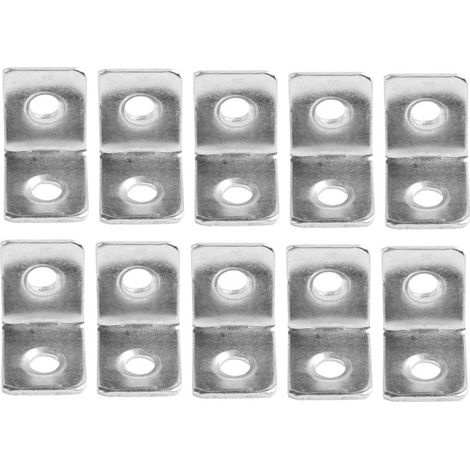 Set of 12 L-shaped corner brackets - 15 x 20 x 20 mm - Small right angle - Sturdy steel wall bracket for floating kitchen shelves, bookcases, display cases - Silver (1/5)