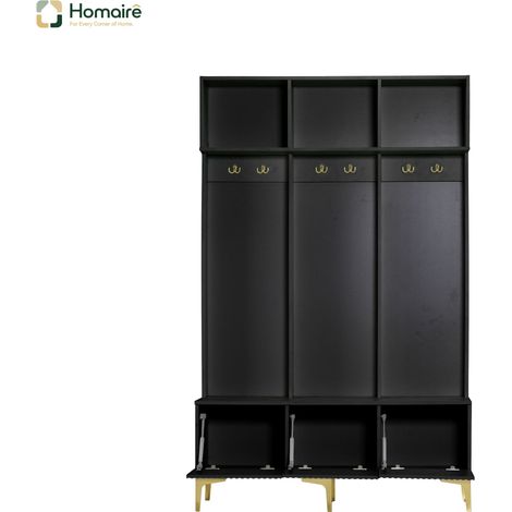 Meuble de rangement en tissu noir 120 x 40 x 191 cm HOMAIRE (1/5)